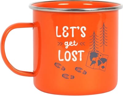 Emaille Beker - Let's get Lost - oranje