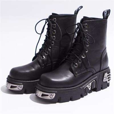 6CM Punk Stijl Platform Dames Enkellaarsjes Dames Motorlaarzen Mode Dames Chunky Schoenen Metalen Decor Zwart 34 zwart
