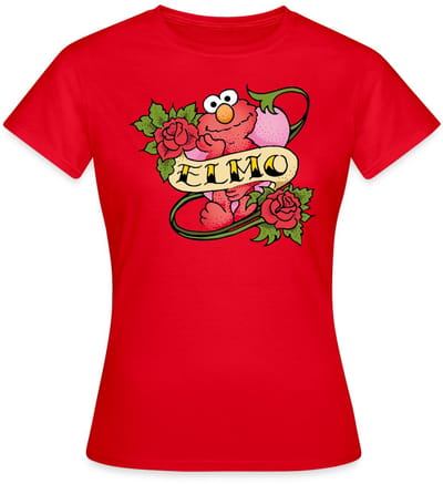 Sesamstraat Elmo Tattoo Vintage T-Shirt Dames