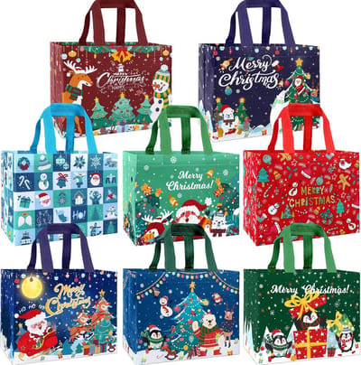8x Kerst Draagtassen Herbruikbaar Cadeauzakken voor Kerstcadeaus