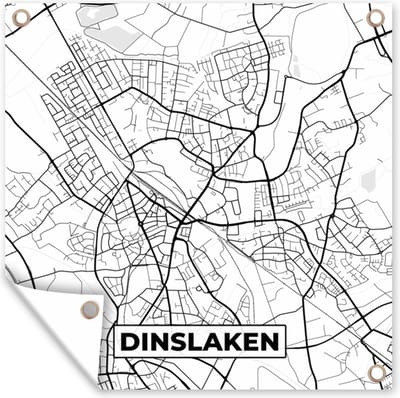 Tuin poster Dinslaken - Plattegrond - Kaart - Stadskaart - 200x200 cm - Tuindoek