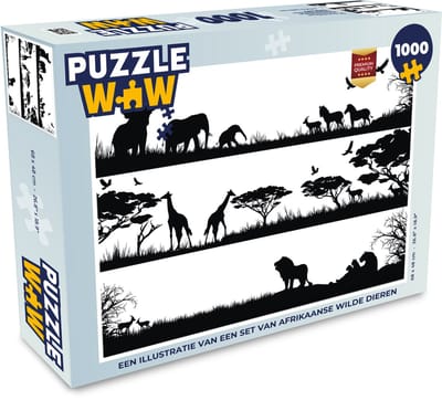 Puzzel Een illustratie van een set van Afrikaanse wilde dieren - Legpuzzel - Puzzel 1000 stukjes volwassenen