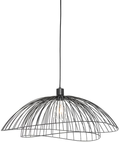 QAZQA pua - Design Hanglamp voor boven de eettafel | in eetkamer - 1 lichts - Ø 66 cm - Zwart - Woonkamer | Slaapkamer | Keuken