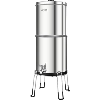 Système de filtration d'eau par gravité, Système de filtration d'eau sur comptoir en acier inoxydable 304 de 8,52 L, Réduit le plomb et jusqu'à 99 % du chlore, avec 2 filtres à charbon