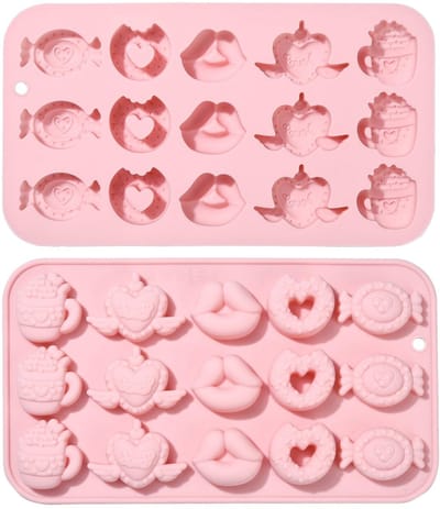 Dailygoods- Siliconen Mallen Liefde Thema - 2 Stuks Roze - Chocolade/Cake - Dessert Maken - Voedsel Mallen - 203 mm x 115 mm Afmetingen - Bakvormen