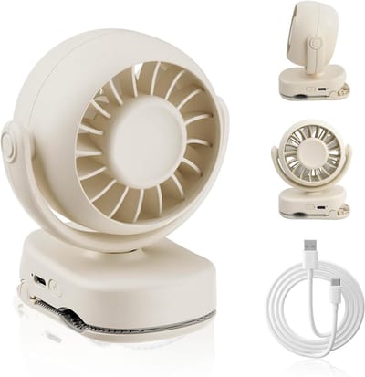 longziming -Draagbare Mini Ventilator - Clip Fan - Tafelventilator - 360 Grad Rotatie - Drie Snelheden - ABS Kunststof - Fluisterstil - Veelzijdig Gebruik - 1 Stuk