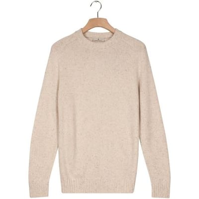 Thomas Maine Trui Crew Neck New England Donegal Merino Wool Off White / male