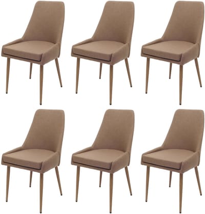 Set van 6 eetkamerstoel MCW-O27, keukenstoel gestoffeerde stoel, stof/textiel (280g/m²) metaal ~ bruin