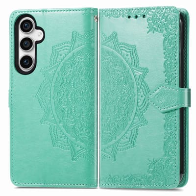 YPCd Bookcase geschikt voor Samsung Galaxy S23 FE - Bloemen Design - Portemonnee / Wallet Hoesje - Groen