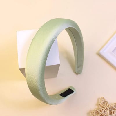 Elegante Brede Satijnen Haarband voor Vrouwen en Meisjes - Perfect voor Yoga, Feestjes en Reizen in Zacht Groen