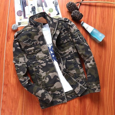 Nieuwe Stijl Camouflage Jas Heren Herfst en Winter Opstaande Kraag Trendy Herenjas XXXXL white