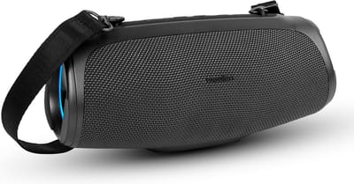 MEDION P61746 draagbare Bluetooth luidspreker (oplaadbare batterij, bass boost, RGB lichteffecten, IPX7 waterbescherming & robuust, geïntegreerde powerbank, 2x 15 W RMS) Antraciet