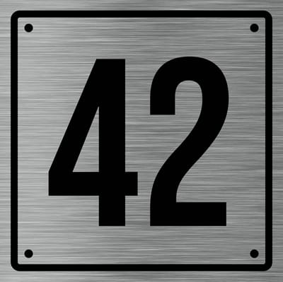 Huisnummerbord 42 - Incl. Schroeven en Pluggen – Acrylaat - 10 x 10 cm - RVS met Zwart