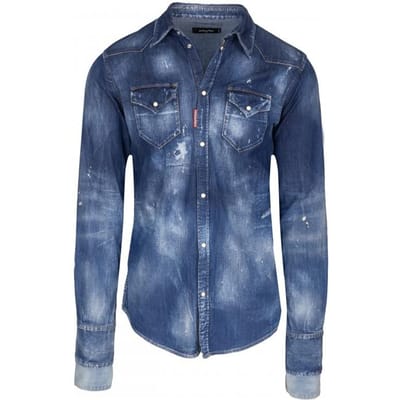 Chemise en jean boutonnée pour homme DSQUARED2 -45% - Taille: IT50 blue