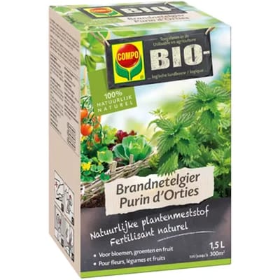COMPO Bio Brandnetelgier - 100% natuurlijk - voor bloemen, groenten en fruit - geeft de plant meer weerstand tegen insecten en ziekten - doos 1,5 L (300 m²)