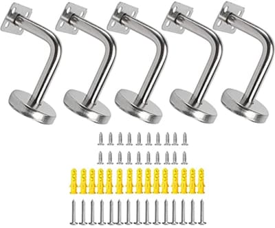 5 stuks roestvrijstalen leuningdragers voor wandbevestiging – 60 x 80 mm