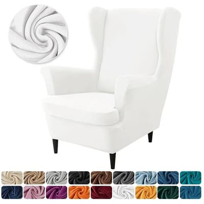 1PC Stretch Wing Chair Hoezen Elastisch Anti-vuil Velvet Wingback Leunstoelhoes Enkele Relax Bankhoezen met Zitkussenhoes
