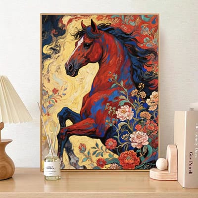 DIY kruissteekborduurpakket/Paard/gedrukt kruissteekpatroon borduurpakket (frame niet inbegrepen) 40*50CM