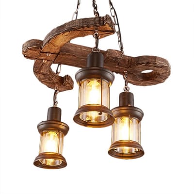 Industriële Hanglamp Anker - Rustiek Hout & Metaal - 3 Lichtpunten - Vintage Maritiem Design - Nautische Eettafel Verlichting - Exclusief Lichtbronnen