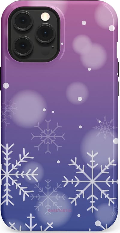 Casetastic hoesje geschikt voor Apple iPhone 12 Pro Max - MagSafe - Dubbellaagse bescherming - Winter Sneeuw Paarse Roze Gloed - Fashion Case - Lavendel