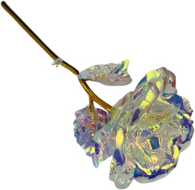 Galaxy Roos - Eeuwige Bloem - Decoratie Cadeau - Iridescent Regenboog Effect - 24cm Hoog