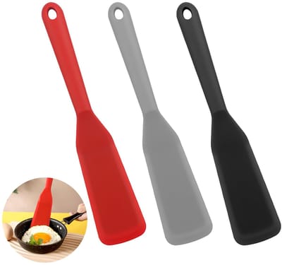 3 stuks silicone keukenspatels, hittebestendige spatel, multifunctionele dubbelzijdige frituurspatels - Ideaal voor pannenkoeken, ei, pizza, steak keukenspatels - BPA-vrij pannenkoekenwender spatel (3