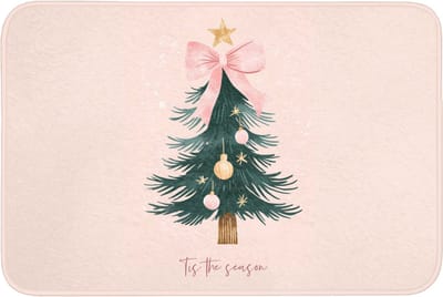 Badmat 90x60 cm - Antislip - Christmas Season - Kerst - Kerstboom - Roze - Badmatten voor badkamer - Badkamermat - Douchemat - Badkamer mat