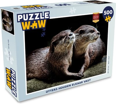 Puzzel Otters houden elkaar vast - Legpuzzel - Puzzel 500 stukjes
