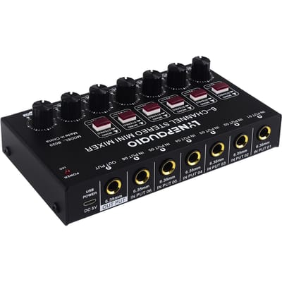 Mini 6-kanaals Stereo Audio Mixer Muziekinstrument Mixer Elektrische Blaas-/Elektrische Gitaar/Elektronische zwart