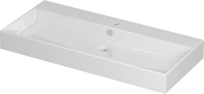 INK® Unlimited wastafel porselein met 1 kraangat, 100x45x11cm, glans wit