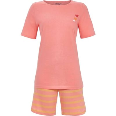 Ringella Katoen gestreepte shortama roze Roze vrouw 38