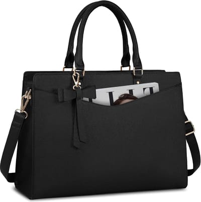 Laptoptas - LKaptoptas dames - Laptoptas dames - Schoudertas dames - Laptoptas 15.6 inch - Business tas - PU-leer - Waterdicht - Lichtgewicht - Voor kantoor en zakelijk gebruik - Werkstas - Zwart
