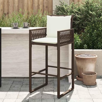 Hoge tuinstoel - Buitenstoel - Ontspannen buiten - Weerbestendig rotan - 52 x 58 x 118 cm - Bruin