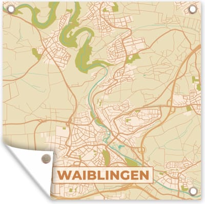 Tuin poster Waiblingen - Plattegrond - Kaart - Vintage - Stadskaart - 200x200 cm - Tuindoek
