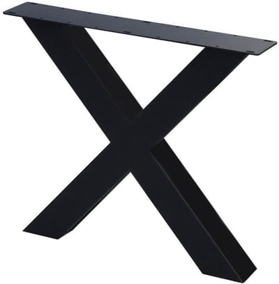 Stalen buiten X tafelpoot 75 bij 10 cm en hoogte 72 cm zwart (10 x 10 cm) - Set van 2 stuks