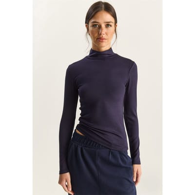Slim Fit Lange Mouwen Halve Turtleneck Top