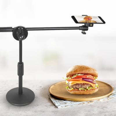 Professionele Overhead Tripod voor Streaming en Fotografie met Verstelbare Arm en Verlichting voor Video-opnames