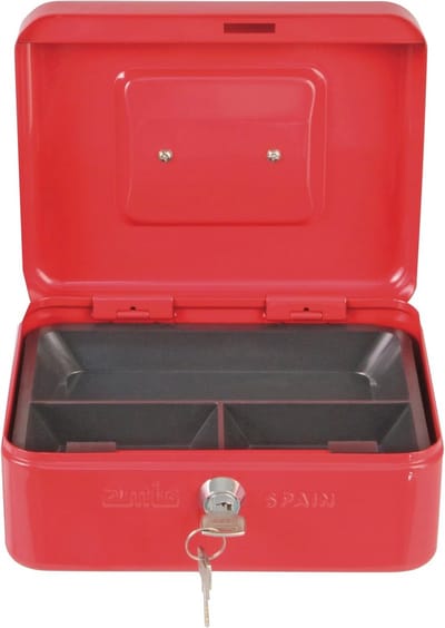 Geldcassette voor bankbiljetten en munten - Rood Staal (200 x 160 x 90 mm)