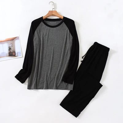 Lente en Zomer Heren Modal Lange Mouw Broek Pyjama Pak Grote Maat Sport Homewear Pak Lente en Herfst 4XL gray
