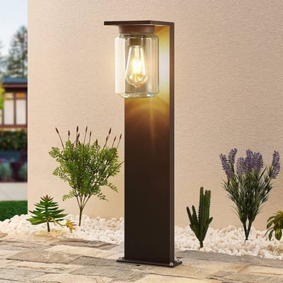 Lucande Semka tuinpadverlichting, 65 cm, antraciet, glas, aluminium