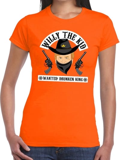Oranje Alexander Willy the Kid cowboy shirt / t-shirt oranje dames -  Koningsdag kleding XS
