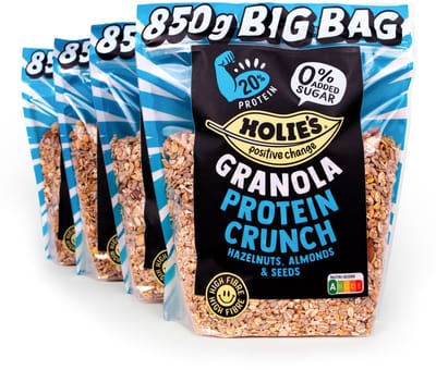 Holie's Granola Protein Crunch Big Bag - suikervrij ontbijt met 20% eiwit - 4x 850gr