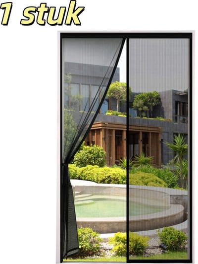 1 stuk - Magnetisch horgaas - Muggenwerend gordijn - Glasvezelgaas - Volledig frame met haken - Geschikt om muggen buiten te houden - 120*220 cm - Zwart