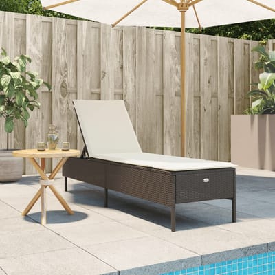 vidaXL - Ligbed - met - kussen - poly - rattan - bruin