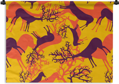 Wandkleed - Wanddoek - Patronen - Hert - Kleuren - 60x45 cm - Wandtapijt