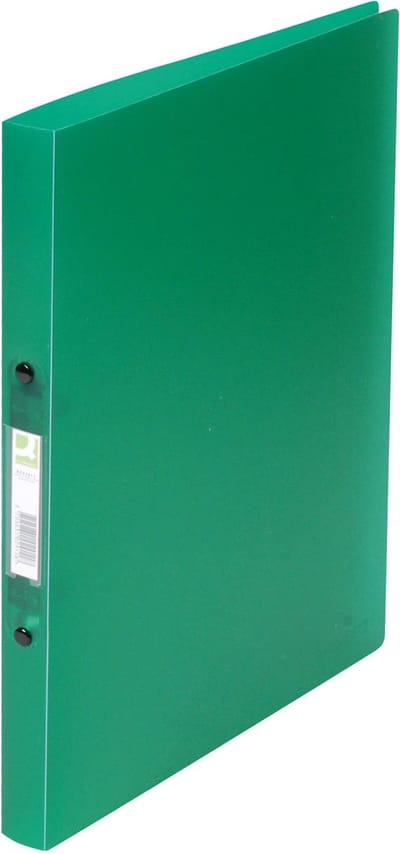 Q-CONNECT ringmap, PP, 2 ringen, 16 mm, transparant groen 12 stuks