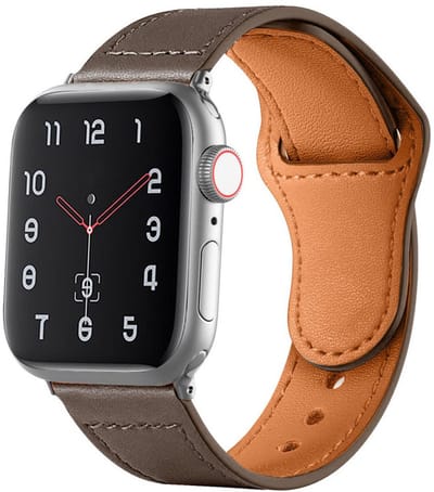Leren bandje - geschikt voor Apple Watch 1/2/3/4/5/6/7/8/9/10/11/ SE (1,2,3) met maat 38 mm / 40 mm / 41 mm en 42 mm (Watch 10/11) - leer met druksluiting - donkerbruin