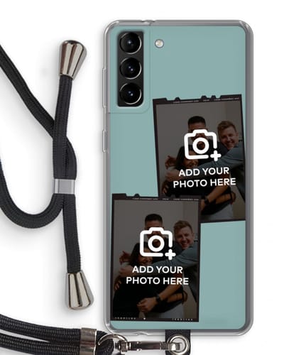 Gepersonaliseerd - Case Company® - Hoesje met koord geschikt voor Samsung Galaxy S21 Plus hoesje met Koord - Polaroid Zwart - Telefoonhoesje met Zwart Koord - Bescherming aan alle Kanten en Over de Schermrand