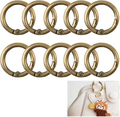Ronde carabiner ring - handtas - 10 stuks - 27 mm - ringen - sleutelhanger - veerhaak - staal - haken - clips - brons - sleutelhanger - hanger - tas - voor handwerken