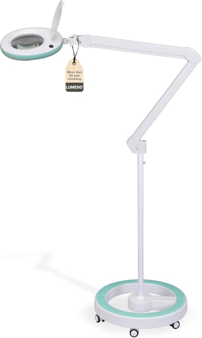 LED loeplamp met rolstatief en 127 mm lens voor cosmetica en hobby